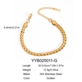 Pulsera de cadena de hueso de serpiente de acero inoxidable 304 dorado de 5,4 mm - Pulsera de cadena de hueso de serpiente (YYB025011-G) / Dorado