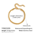 Detailed size parameters of gold stainless steel twisted Cuban link bracelet with lobster clasp - Twist Bracelet (YYB023209)