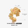 Goldener Edelstahlring mit bunten Emaille-Gänseblümchen und verstellbarer offener Schiene - Goldene Blume
