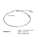 Silver stainless steel 2mm twist rope chain bracelet with lobster clasp and extension - Silver (YYB025021-P)