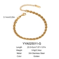 Bracelet chaîne torsadée géométrique en acier inoxydable doré avec fermoir mousqueton - Yya025011-g