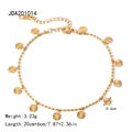 18k gold plated stainless steel double layer anklet with textured coin charms - Sun Pattern Pendant Style (JDA201014)