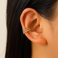 Three-layer gold beaded non-piercing ear cuff wrap clip on woman's middle ear - Copper / Three-layer Beaded Style / KC Gold