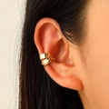 Minimalist double-layer golden ear cuff with a flat wide band for non-pierced ears - Copper / 2-Piece Plain Set / KC Gold