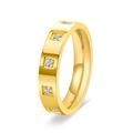 Anello minimalista in oro 18K con motivo a scacchi e diamanti incastonati in vista a 45 gradi - US 5 / Oro