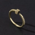 Elegant gold-plated open ring with sparkling cubic zirconia nail design - Style 29