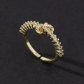 Elegant adjustable golden bow-knot open ring with sparkling cubic zircon stones jewelry - Style 35