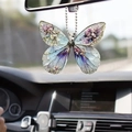Vibrant butterfly car mirror pendant with purple and pink dried flowers inside - Purple Dried Flower Butterfly (1)