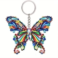 Colorful butterfly acrylic keychain with artistic patterns and silver metal ring - Colorful Artistic Pattern Butterfly (10)
