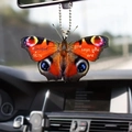 Colorful butterfly acrylic car charm with orange and blue wing pattern and metal chain - Orange Black Inspirational Butterfly (14)