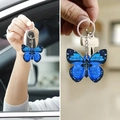 Blue butterfly acrylic keychain with Psalm 91:4 bible verse and silver metal ring - Deep Blue Cross Bible Verse (17)
