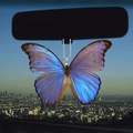 Colorful acrylic butterfly keychain in gradient blue and purple with a silver bead chain - Blue Purple Translucent Butterfly (18)