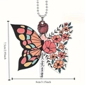 Acrylic butterfly charm featuring floral wing design and motivational quote on metal chain - Girl Floral Butterfly Pendant (19)