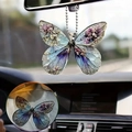 Vibrant butterfly acrylic car charm featuring purple dried flowers and silver bead chain - Translucent Dried Flower Butterfly (22)