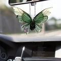 Green gradient acrylic butterfly car mirror pendant with detailed wing texture - Fresh Green Gradient Butterfly (23)