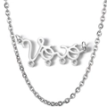 Silver stainless steel Vovo letter pendant necklace for kids with delicate link chain - Steel Color (Four Hole Style)
