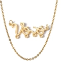 Personalized gold Vovó pendant necklace with boy and girl charms in stainless steel - Gold (Four Hole Style)