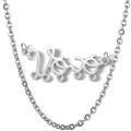 Silver personalized Grandma necklace featuring baby pendants and O-chain links - Steel Color (Five Hole Style)