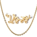 Personalized Vovó script pendant necklace in gold finish with a delicate O-chain - Gold (Five Hole Style)