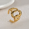 Minimalistische vergulde open ring met onregelmatige kettingtextuur en weefontwerp - Verwante Kettingtextuurstijl (R733-A) / Goud