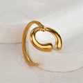 Earcuff minimaliste en acier inoxydable plaqué or 14K avec design irrégulier - Design Minimaliste en Forme de U (R729-C)