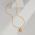 Collier en acier inoxydable doré avec pendentif perle irrégulier au design épuré - Style Perle Irrégulière (N2092-zz) / Doré