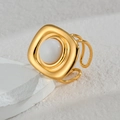 Vintage 18K gold plated square ring with white stone inlay on a marble background - Stone Open Ring