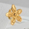 French vintage style large golden five-petal flower ring with intricate petal textures - Cherry Blossom Texture Decorative Ring (R755)