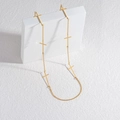 Minimalistische 18k vergulde roestvrijstalen lange ketting met meerdere kruisjes - Gouden lange kruisketting
