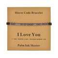 Detail of Morse code bracelet on kraft card showing I Love You symbol with beads - I Love You