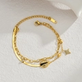 Double-layered gold ladybug and star link chain bracelet made of titanium steel for women - Ladybug Style