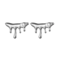 Pendientes modernos de lava plateada con perlas barrocas para un estilo de moda minimalista - Color Acero