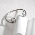 Minimalist stainless steel Ruyi Jingu Bang open cuff bracelet with Chinese retro patterns - Matte Silver Spiral Cloud Style(B127-01)