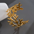 Vintage 18k gold plated stainless steel coral branch cuff bracelet with hammer texture - Coral Branch Bionic Shape Style
