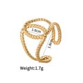 14K vergoldeter Edelstahlring im Mehrschicht-Design mit minimalistischer Fluid-Optik - Gedrehte Textur Käfig-Stil (r728-a)