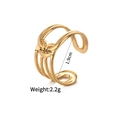 Verflochtener goldener geometrischer Ring aus poliertem Edelstahl in offener Form - Minimalistischer Knotenstil(r728-c)