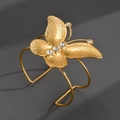 Bracelet jonc ouvert papillon doré en acier inoxydable avec cristaux brillants - Style de Papillon Doré (款式2)