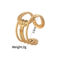 Goldener mehrlagiger geometrischer Ring mit Perlenakzenten und Spiegeloberfläche - Hohlperlen-Wellenstil(r728-d)