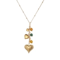 Golden double-layer necklace with heart pendants and colorful beads on white background - Gold Heart Charm Style (Style 2)