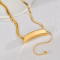 Minimalist gold curved bar pendant necklace with sleek snake chain and adjustable clasp - Minimalist Curve Style (Style 2)