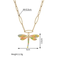 Gold stainless steel chain necklace featuring a colorful dragonfly pendant with rhinestones - Colorful Dragonfly Vintage Style
