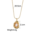 18K gold plated snake chain necklace with irregular lava pendant and pearl detail - Lava Texture Pearl Style