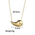 Polished golden teardrop pendant necklace in 18K gold stainless steel finish - Wide Polished Waterdrop Style