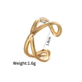 Adjustable golden titanium steel ring with minimalist crossover design, 1cm width - Cross Twisted Style (R732-A)