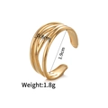 Adjustable multilayer hollow steel ring in gold finish with 0.8cm width and 1.9cm diameter - Multi-layer Parallel Hollow Style(r732-c)