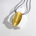 Collana con ciondolo ovale dorato opaco spazzolato e cordoncino nero minimalista - Stile Oro Spazzolato Doppio Ovale (N2088-ty)
