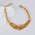 Set di bracciali a catena multistrato in acciaio inossidabile dorato su pietra bianca - Bracciale B1086-lc
