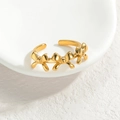 Polierter 18 Karat vergoldeter Edelstahl-Schleifenring mit verstellbarem offenem Band - Schleife Ring