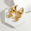 Golden teardrop earrings with a spiral comma design and a high-polish mirror finish - Spiral Teardrop Style (Style 1)