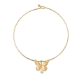 Collana rigida dorata con pendente a farfalla e perla bianca dallo stile elegante - Girocollo Farfalla e Perla (N2186)
